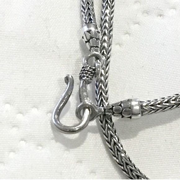 Sterling Silver Wheat Chain Braided Necklace 20inches - Picture 5 of 10